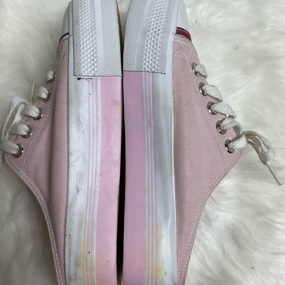 Tommy Hilfiger pink Canvas platform mule slip on sneakers size8M - Picture 5 of 9